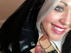Slutty Nun Sucks Cock Till She Gets A Sticky Jizm Confession On Her Face