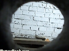 Slender white young chick in black panties filmed in the toilet bedroom