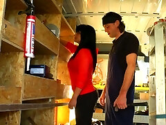 Fake tittied mature brunette gives her head and rides a dick in the van