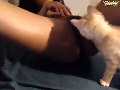 Ebony Noir plays with her pretty puss