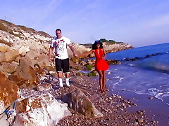 She has just revved 18 and Indiana Fox with her shaved vagina is waiting to be fucked by the phat prick on a beach