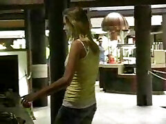 Pretty ash-blonde girl flashing