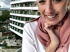 In Mallorca fingerblasted to orgasm public on the hotel balcony