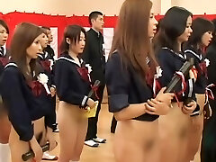 Japanese girls have to demonstrate their pussies on the exam
