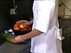 Horny Lesbos Use Food For Pussy Fun