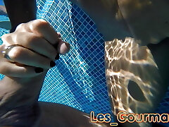 MILF Pummeled in all positions in the pool, huge dildo and handjob underwater