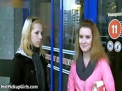 Cute platinum-blonde and brunette girls get horny part4