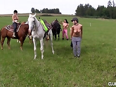 Naughty Susan G and other gals like to ride horses naked