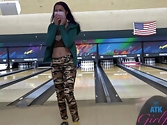 Purple haired gf Lily Adams loves posing for the camera