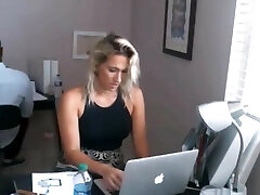 topless office worker