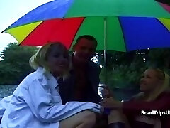 Risky public sex in the car after outdoor ravaging with Louise Louellen and