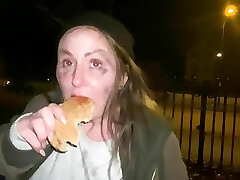 Cracky has a fishy gift for her street acquaintance 