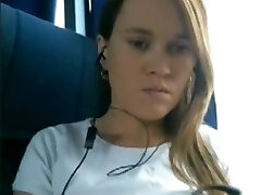 My Girlfriend is masturbating on public transportation and luving every second of it