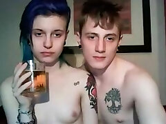 Horny teenage couple ravaging on webcam