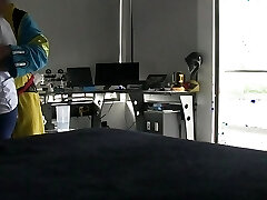 delicious maid with saggy boobs loves to play stiff to get