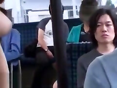 Japanese busty Milf has lovemaking on public bus