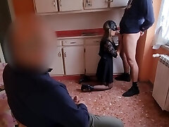 Man watches his young wife getting dicked by another stud