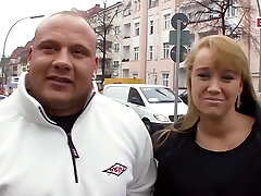 German Street Casting - Real Couple Attempts Porn