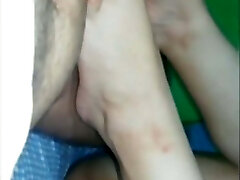 Mexican Latina MILF secretary with a big butt masturbating me with her soles