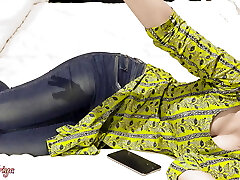 Stepsis Priya Close to Orgasm When Stepbrother Came and Checking His Smartphone with Hindi audio