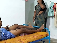 A stepmother wearing a saree She was hide watching me masturbating while watching pornography movie