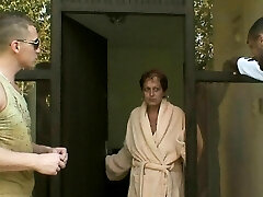 Two big-cocked dudes share hot granny neighbor