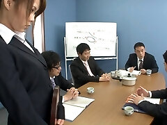 A beautiful naughty assistant is very important to the company's team spirit