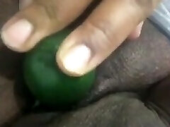 This mature Bbw is not scared to fuck her honeypot with a cucumber on camera