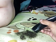 Cuckold husband shaves his steamy wife's pussy so she can watch her lover