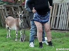 Mature ash-blonde granny pounded outdoors after doing her chores