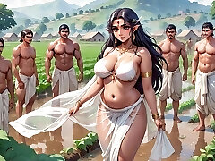 AI Generated Images of Nasty Anime Indian nymphs & Elves having fun & common bath
