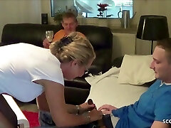 Cuckold Watch his German Wife While Fuck Young Delivery Boy