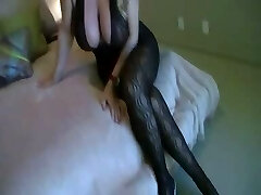 F60 Large Boobs MATURE IN NYLON CATSUIT