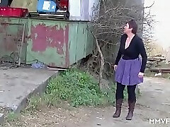 German Red-haired Granny enjoys a Countryside Pounding