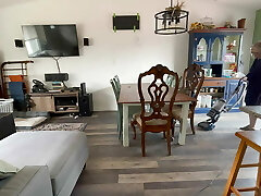 Spy on mummy cleaning naked in the kitchen