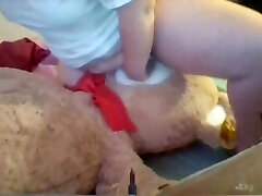 Young Chubby Girl porks giant teddy till orgasm
