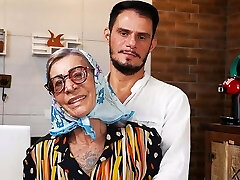 real 78 Years old grandma rough caboose fucked