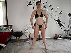 Aurora Willows Working out in black bikini gift from a fan