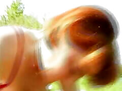 Curvy mom and baby in sleep woman adores pleasing a loaded dick outdoors