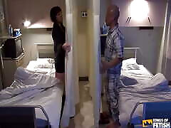 Brunette Japanese Plays with a Dude in the Hospital Before Riding a japanese mom family sex educasion Toy