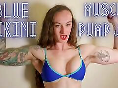 Blue Bikini Muscle Pump bbw grabby grandma JOI - full video on ClaudiaKink ManyVids!