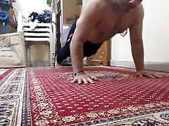 Old mia khilifia Streching his Body During Hot Workout