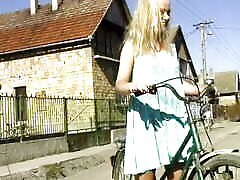 Blonde German girl receiving warm cum on her face