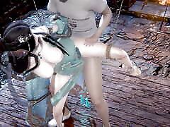 3D 4K Big boobs Asian wife with sexy dress got her wet pussy fucked so hard