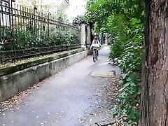 I flash my pussy and tits while riding a bike through the streets of Budapest - DOLLSCULT
