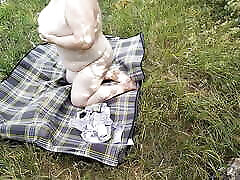 fat girl with big tits masturbates german impregnating with toys in nature