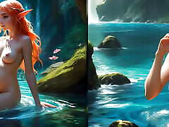 31 Nude Images of Elf Pregnant Woman Playing with Water