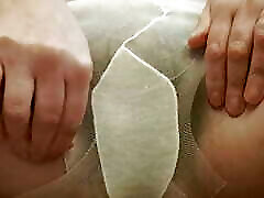 Wife finger fucking her vagina under stockings is wet from hot