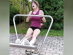 Outdoor workout with vibrator for ass and cock! hi lanka kitchen sex cums straight into her shorts!