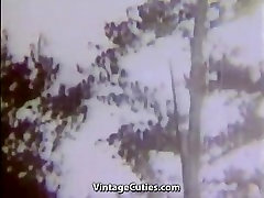 Young Girl Walking in the Forest 1950s Vintage